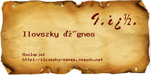 Ilovszky Ágnes névjegykártya